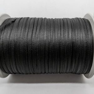 Flat Dantelt Kordon 3mm, Siyah