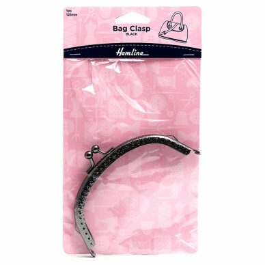 Hemline Bag Clasp 12.5cm, Siyah