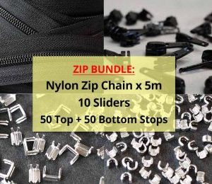 Naylon Fermuar Zincir + 10 Sürgüs + 50 Üst Stoperler + 50 Alt Stoperler