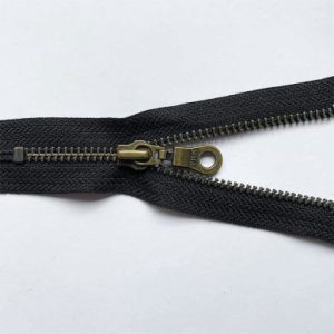 YKK Metal Fermuarlar - RGKBC56 DAPDL Antique Brass ile Halka Fermuar Ucu, Siyah 580 (fazla stok)